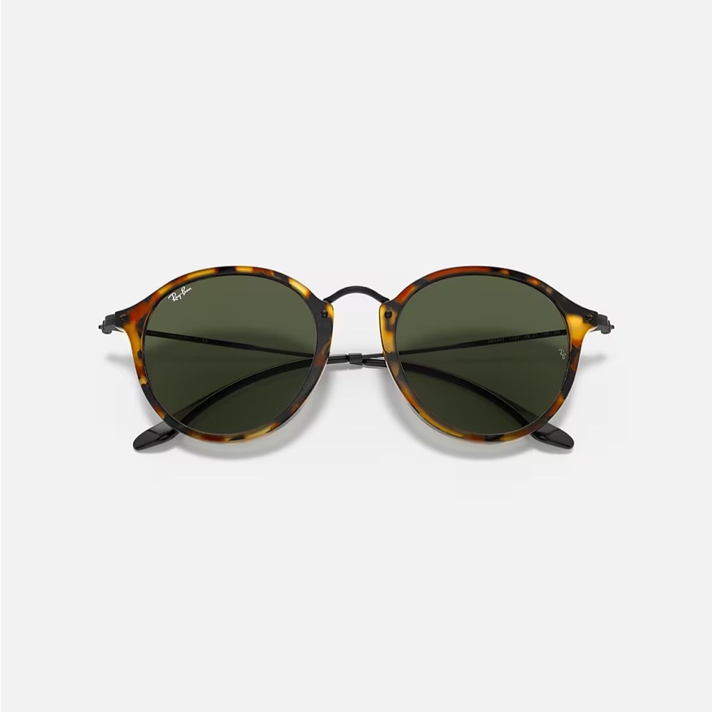Ray-ban used Round Fleck sunglasses - good condition. Black Havana Green Lenses